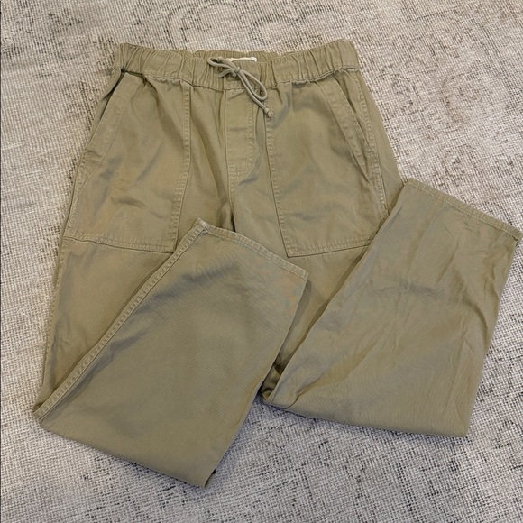 Madewell Pants - Madewell Pants Womens S Cotton Tan Trousers Drawstring & Pockets Straight Leg